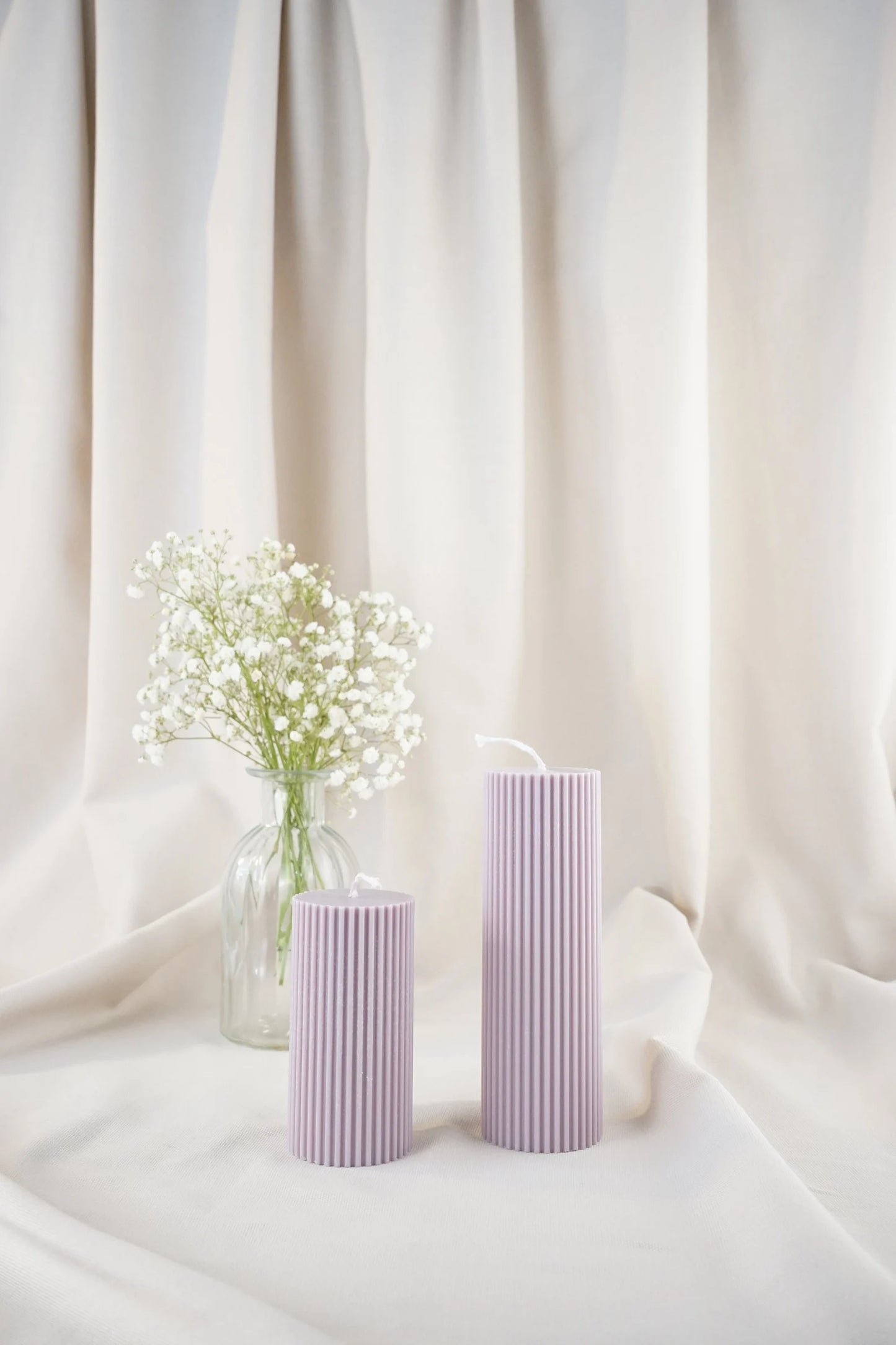 Ribbed pillar candle centerpiece | 5 x 10 cm | 5 x 15 cm tall | Soy Wax Pillar Candle for House Warming Room Decor | Valentines Day Candle