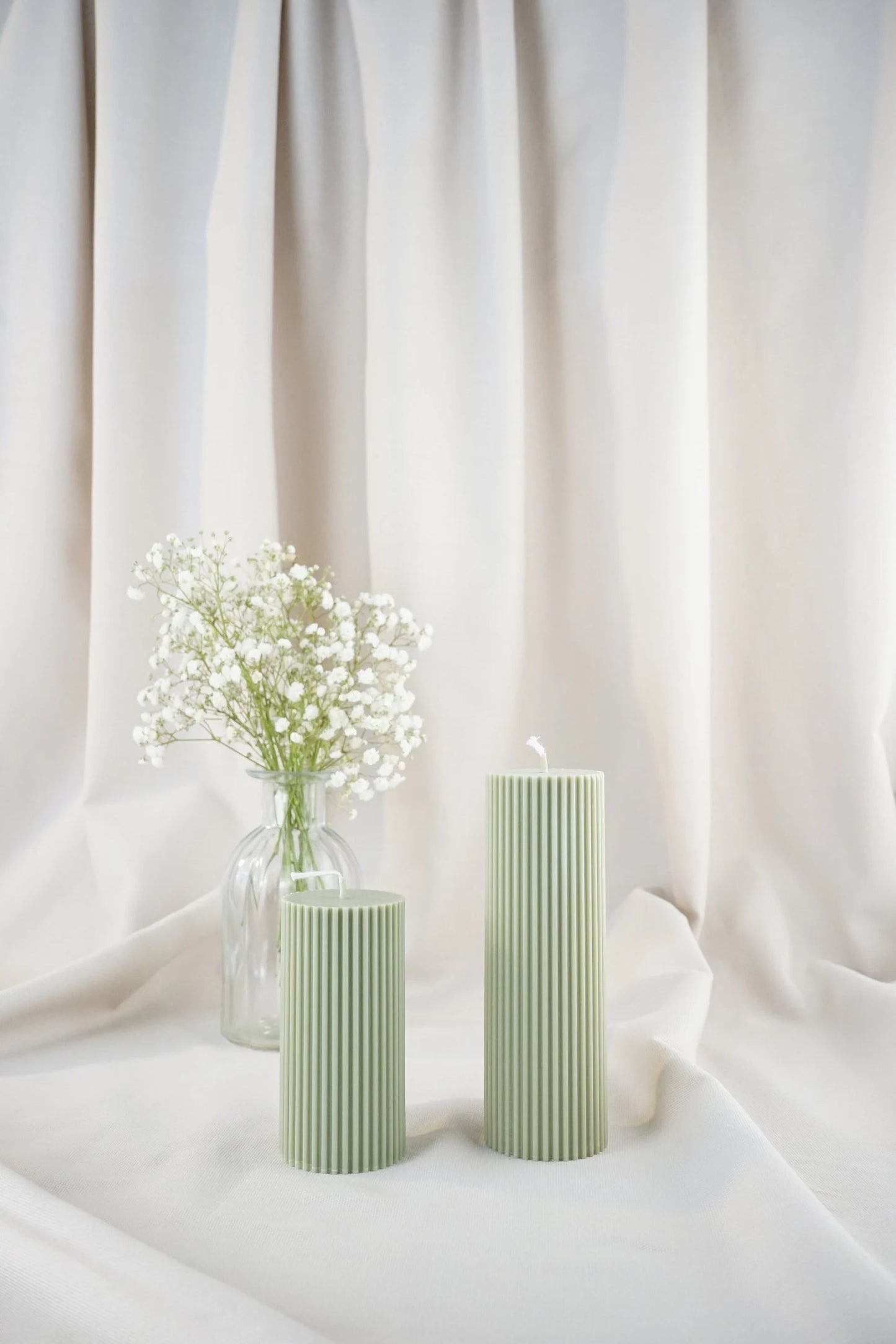 Ribbed pillar candle centerpiece | 5 x 10 cm | 5 x 15 cm tall | Soy Wax Pillar Candle for House Warming Room Decor | Valentines Day Candle