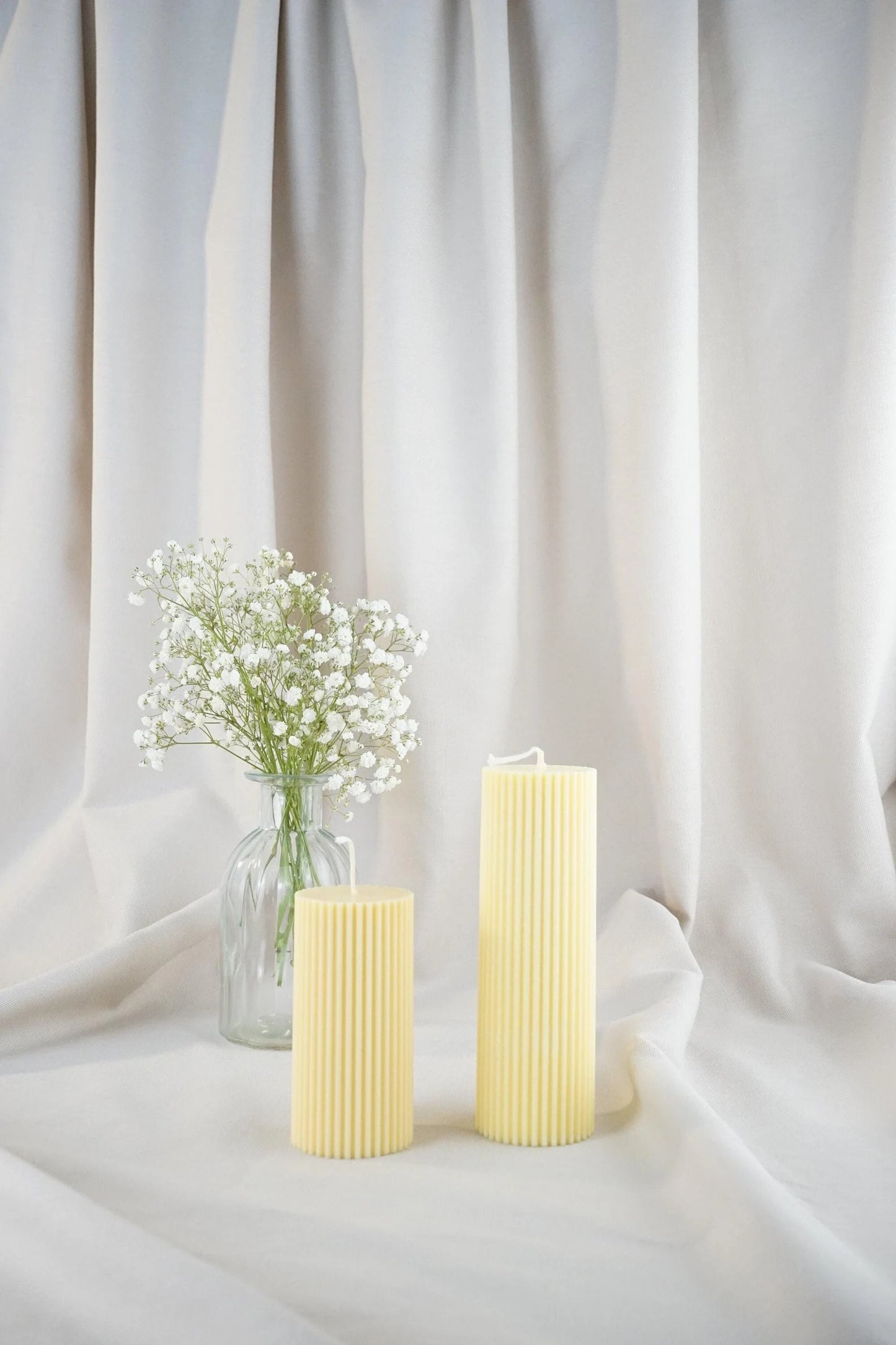 Ribbed pillar candle centerpiece | 5 x 10 cm | 5 x 15 cm tall | Soy Wax Pillar Candle for House Warming Room Decor | Valentines Day Candle