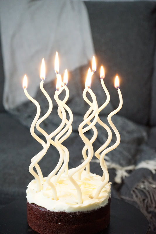 12 pcs Curly Tall Birthday Candles | Spiral Beeswax Birthday Candles | Tall Thin Curl Birthday Candles