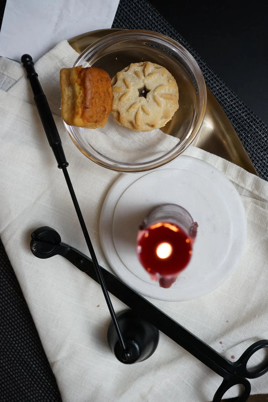 Burgundy Pair of Stumpy Beeswax Candles | Dinner Table Candles 12 cm x 3 cm