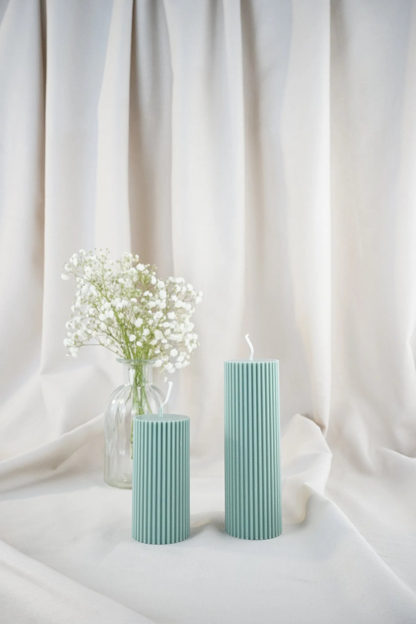 Ribbed pillar candle centerpiece | 5 x 10 cm | 5 x 15 cm tall | Soy Wax Pillar Candle for House Warming Room Decor | Valentines Day Candle