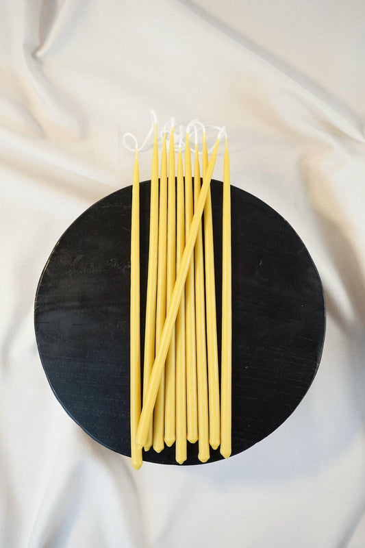 Extra Slim Taper Candles for Onion Dansk 8 mm Width | 100% Beeswax Long Thin Taper Candles | Ten Tiny Ritual Candle Set | 10 in | 25 cm tall